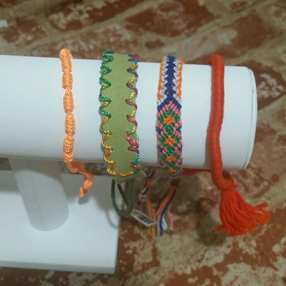 Bracelets Friendship set of 4 green orange yellow - Picture 5 of 8